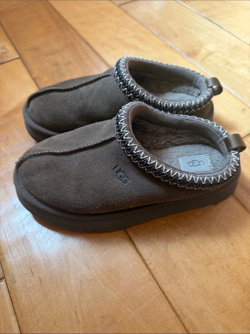 UGG Charcoal Suede Slip-On Clog with Braided Trim